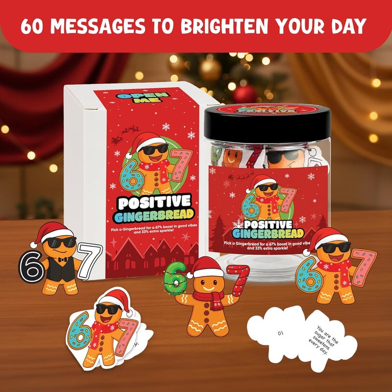 BOYESE Positive Gingerbread 67 Jar with 60 Affirmation Card, Christmas Emotional Support Gingerbread Gifts for Women, Kids, Teens, 67 Gifts, Stocking Stuffer for Teen Girls, Boys, Women, Men - Image 4